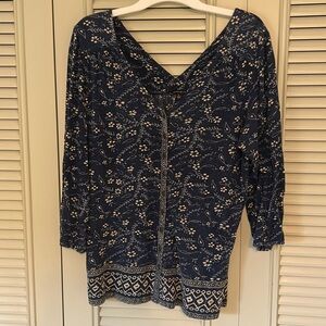 Lucky Brand Blue Floral Blouse